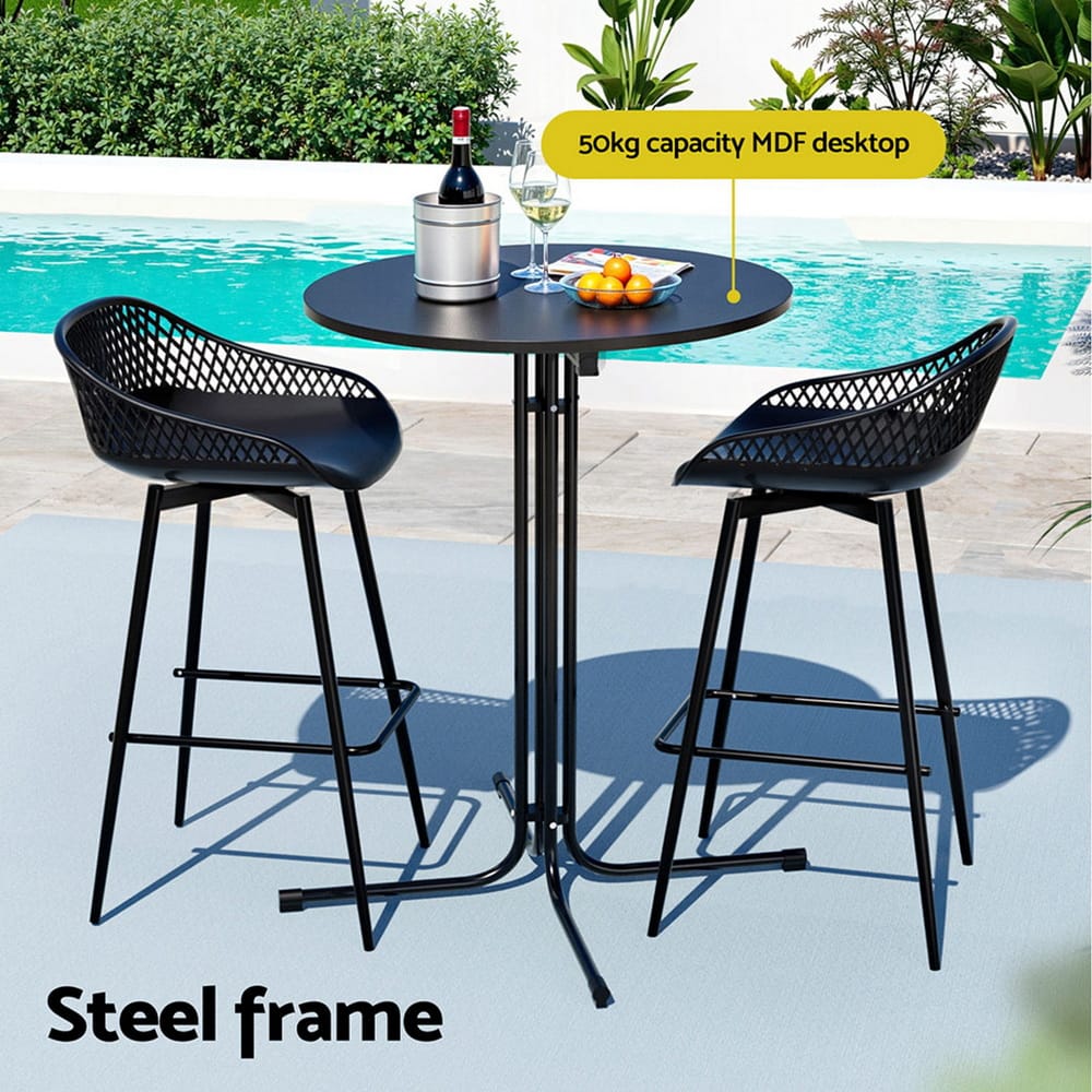 Outdoor Bar Set Black Marble 40x46x100cm