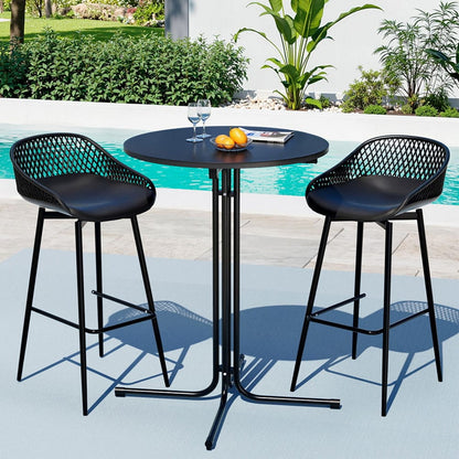 Outdoor Bar Set Black Marble 40x46x100cm