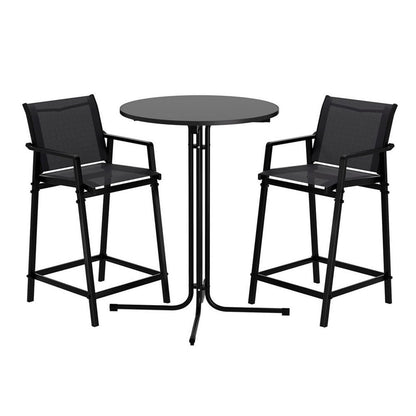 Outdoor Bar Set Black 55x56x114cm