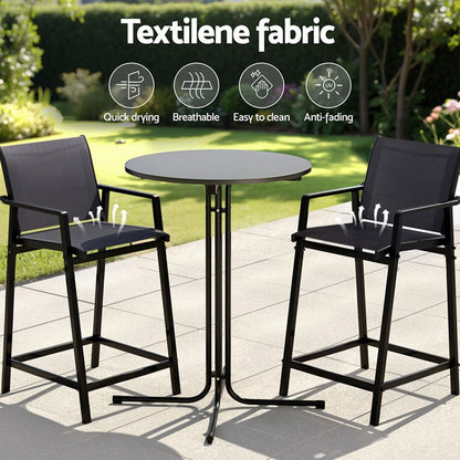 Outdoor Bar Set Black 55x56x114cm