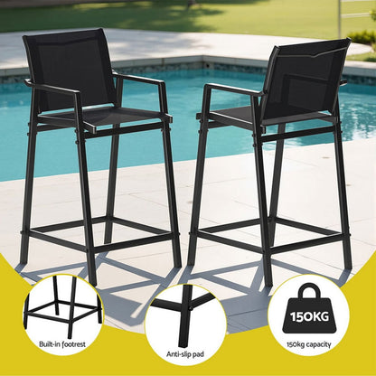 Outdoor Bar Set Black 55x56x114cm