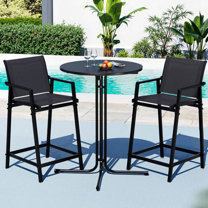 Outdoor Bar Set Black 55x56x114cm
