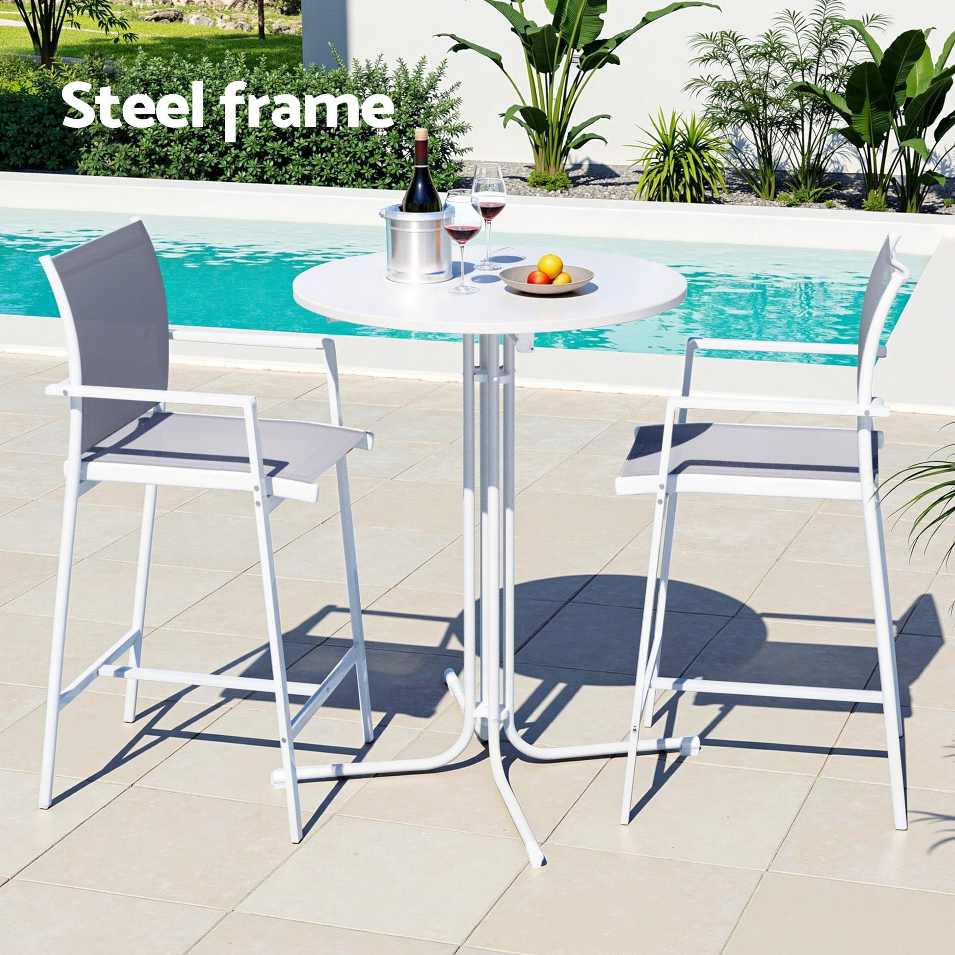 3-Piece Outdoor Bar Set Stools Table Bistro | HomeAndLiving