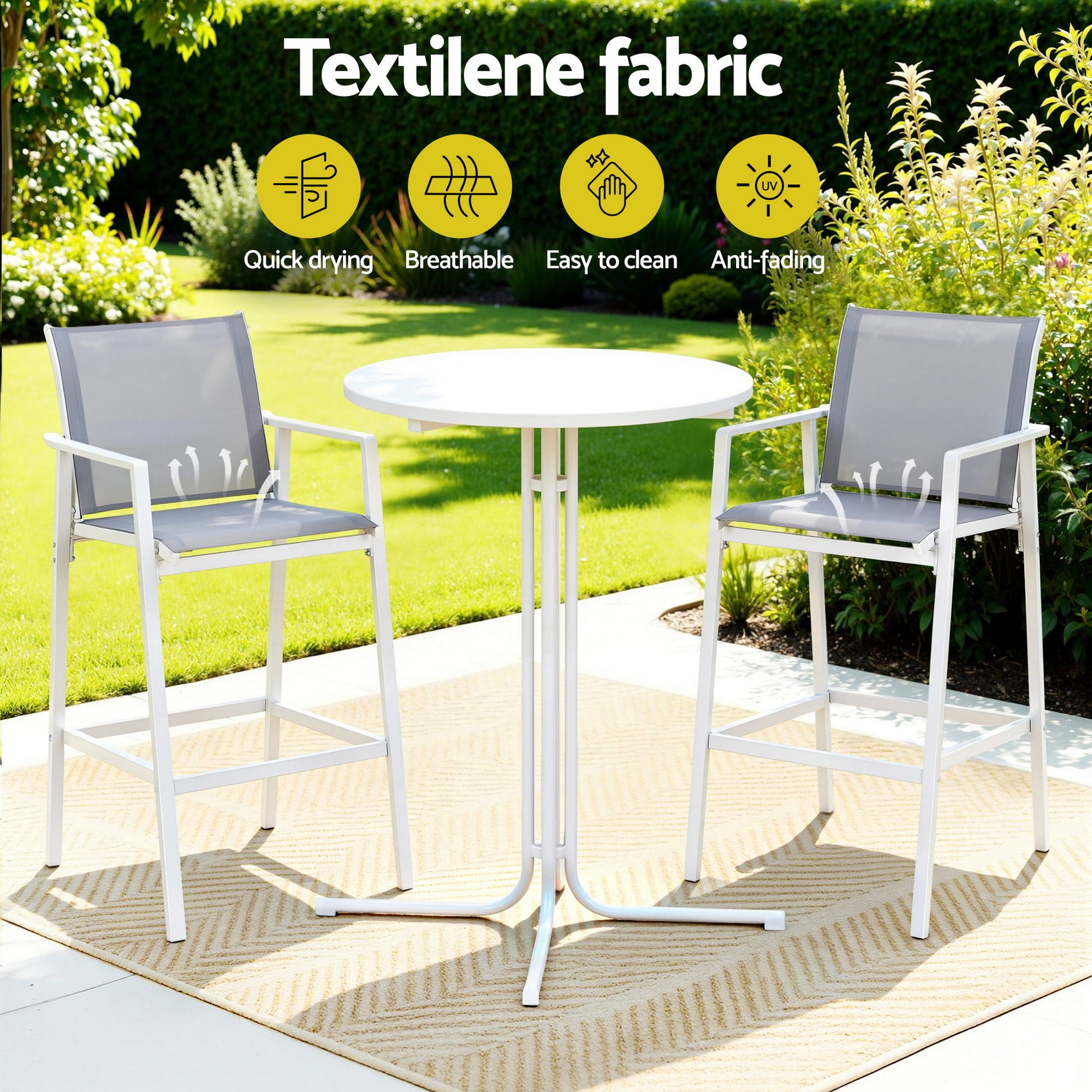 3-Piece Outdoor Bar Set Stools Table Bistro | HomeAndLiving