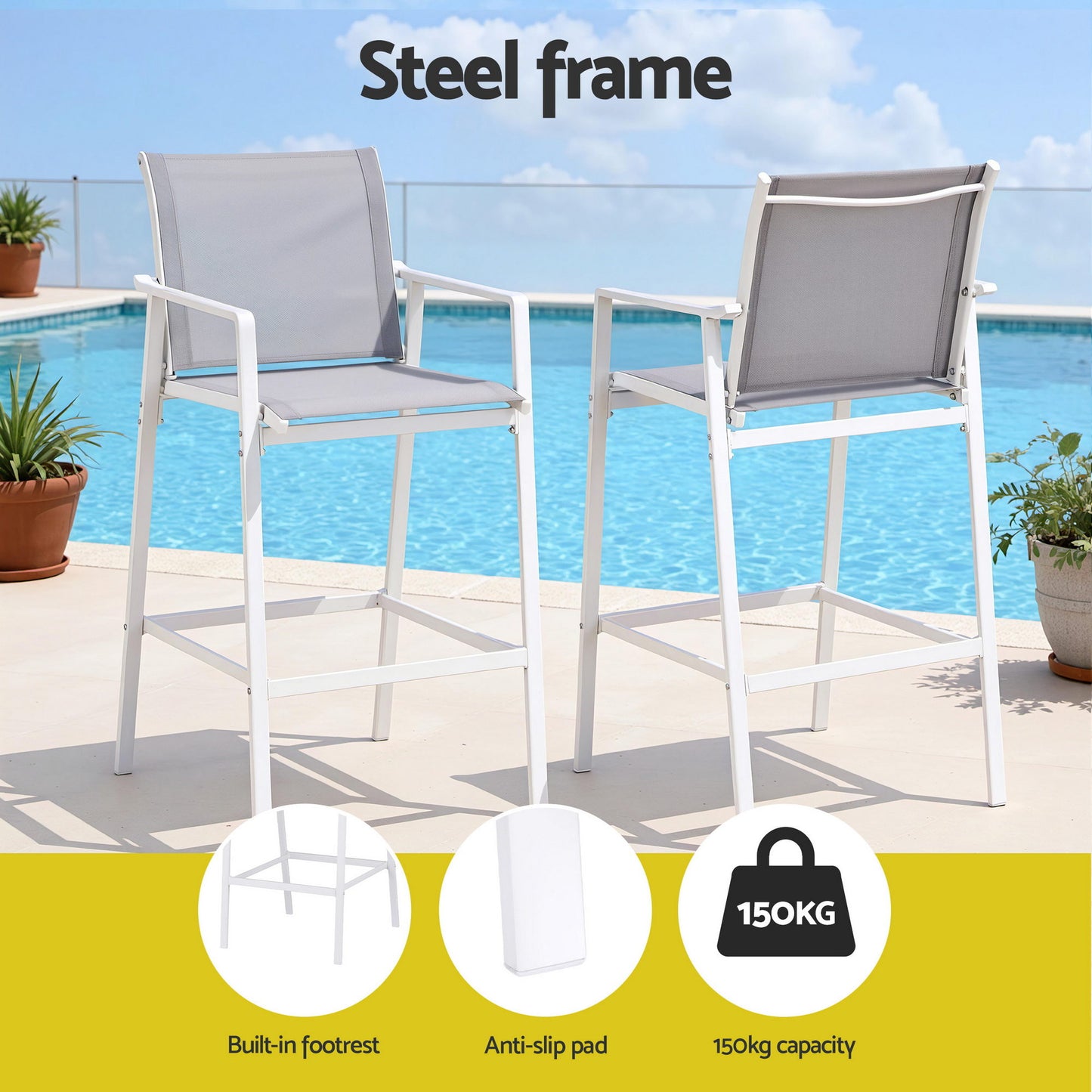 3-Piece Outdoor Bar Set Stools Table Bistro | HomeAndLiving