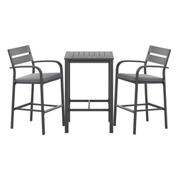  3Pcs Outdoor Bar Set Stools Dining Chairs Table Patio Aluminium Bistro Set Black