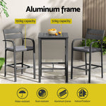 3Pcs Outdoor Bar Set Stools Dining Chairs Table Patio Aluminium Bistro Set Black