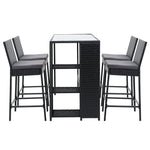 5-Piece Outdoor Bar Set Patio Dining Chairs Wicker Table Stools