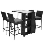 5-Piece Outdoor Bar Set Patio Dining Chairs Wicker Table Stools