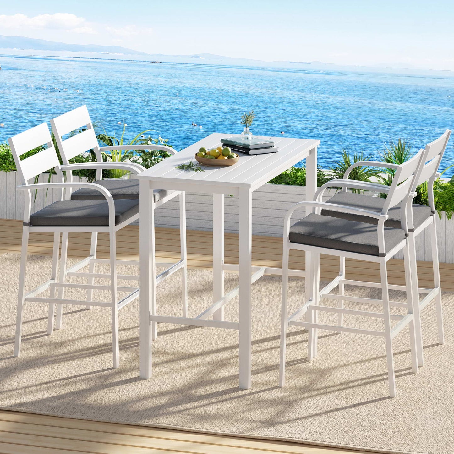 5-Piece Outdoor Bar Set Aluminium Patio | HomeAndLiving