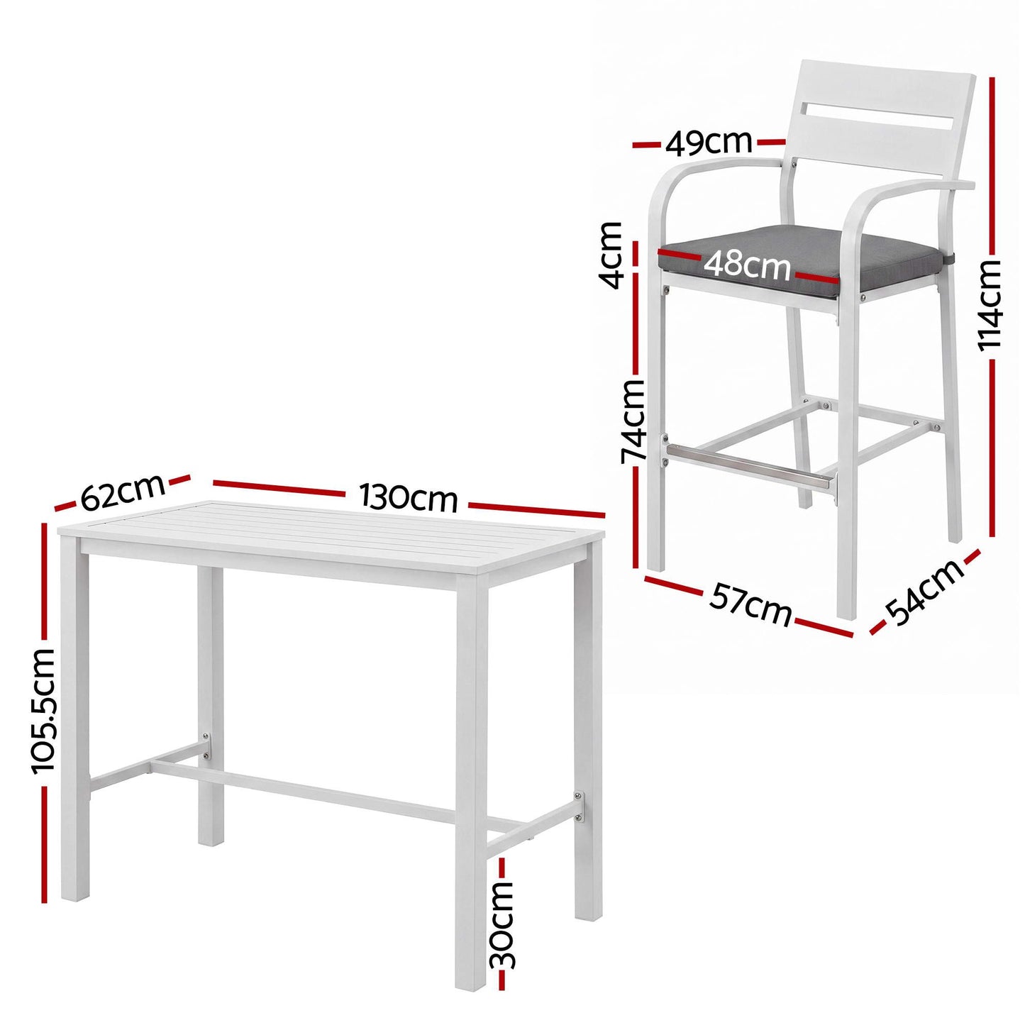 5-Piece Outdoor Bar Set Aluminium Patio | HomeAndLiving - 2