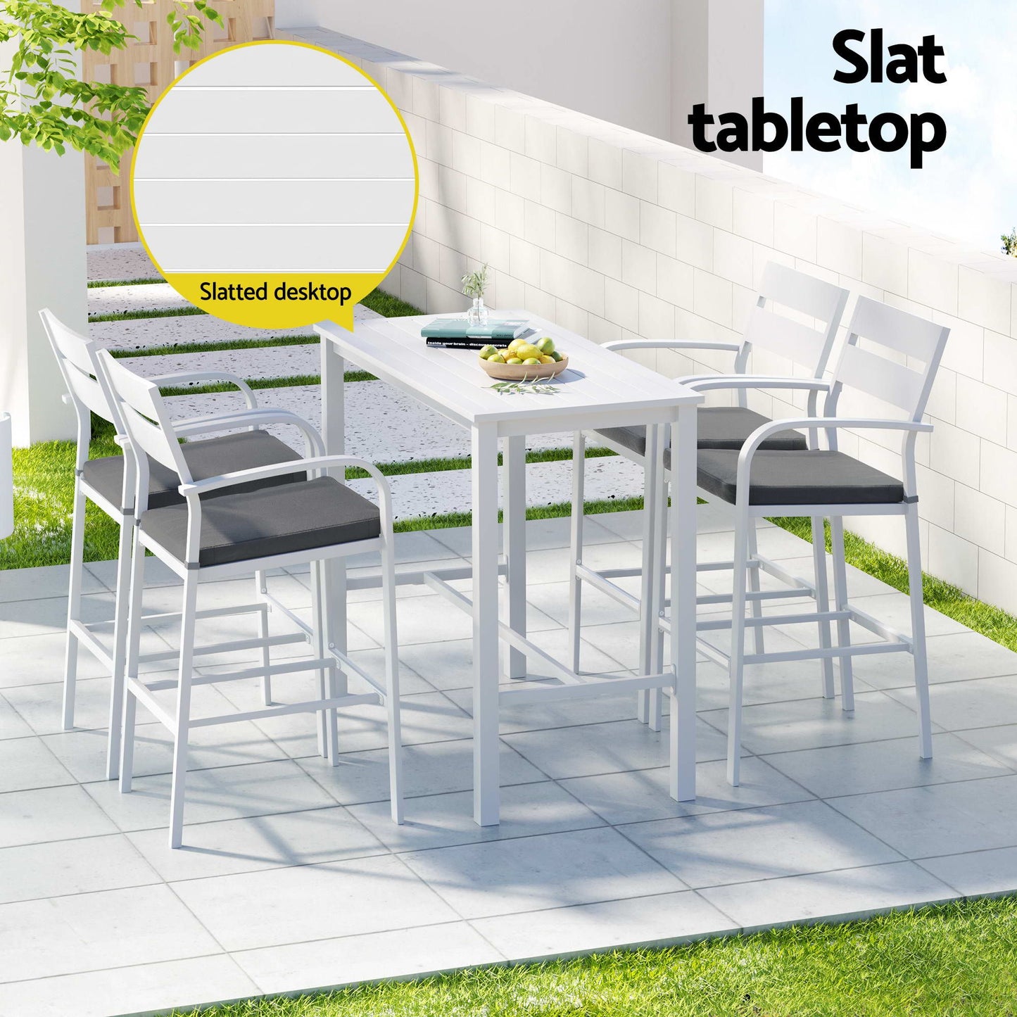 5-Piece Outdoor Bar Set Aluminium Patio | HomeAndLiving - 6