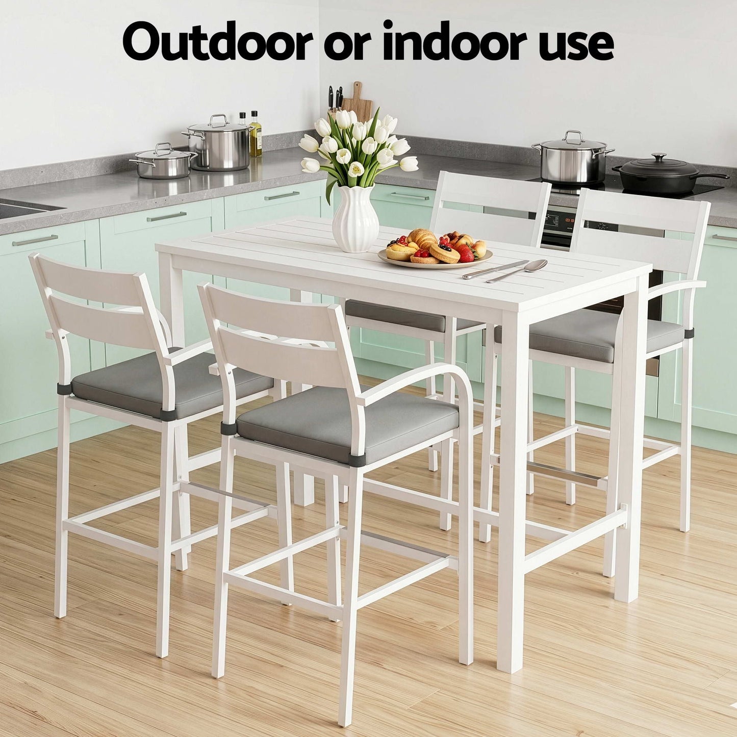 5-Piece Outdoor Bar Set Aluminium Patio | HomeAndLiving - 7