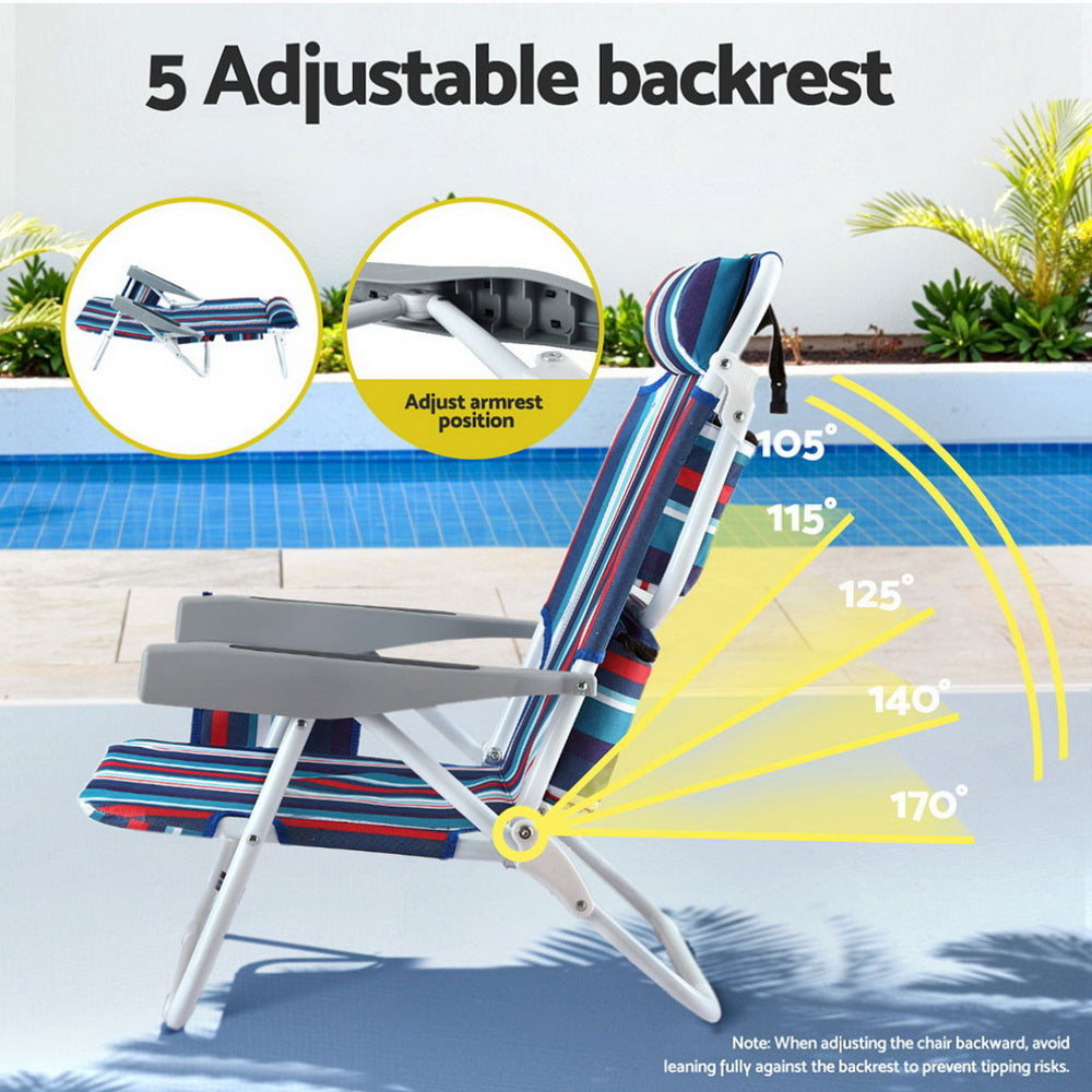 Outdoor Chairs Beach Chair Backpack Cooler Storage Lightweight Fishing Blue