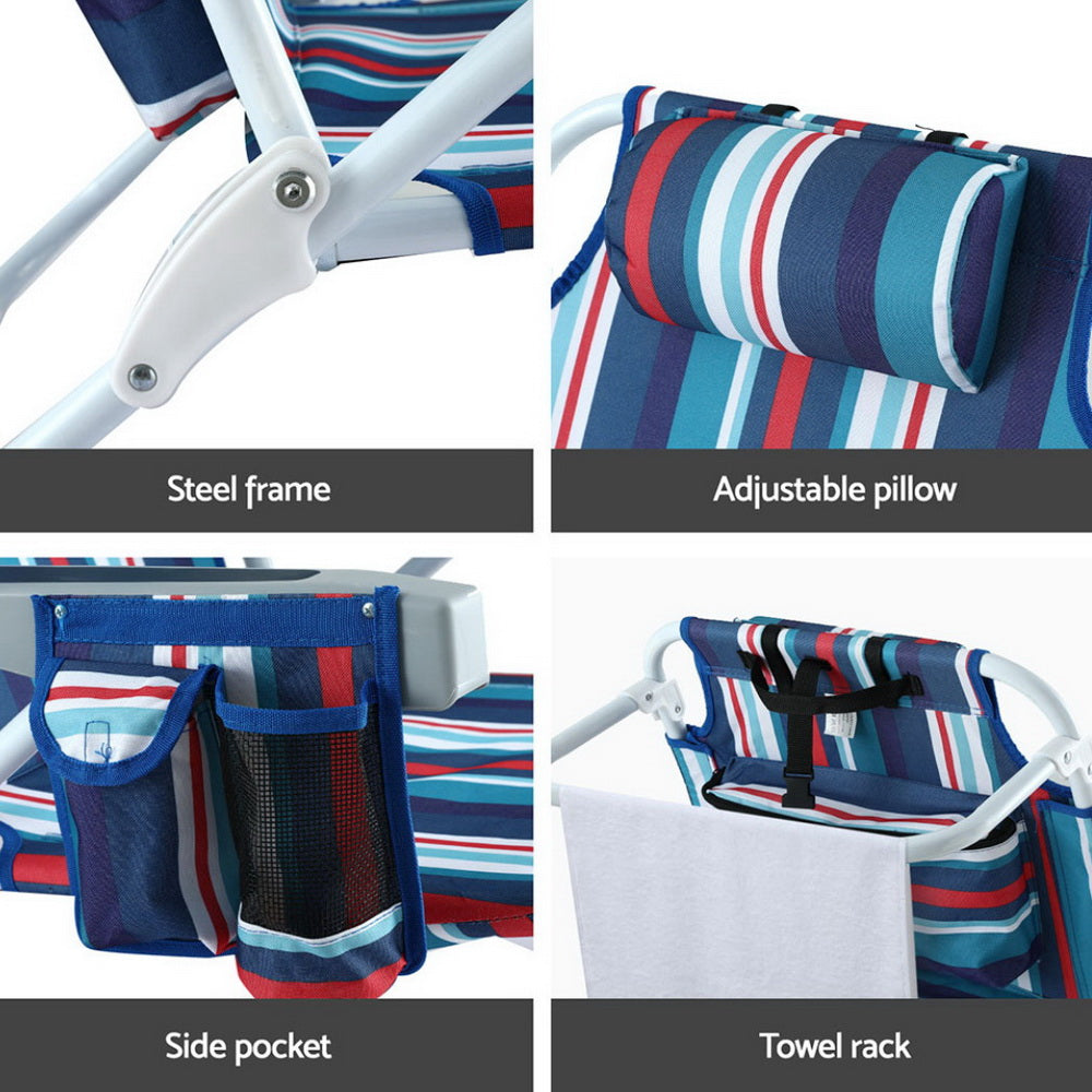 Outdoor Chairs Beach Chair Backpack Cooler Storage Lightweight Fishing Blue