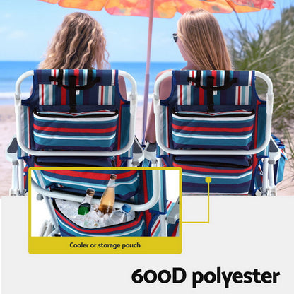 Outdoor Chairs Beach Chair Backpack Cooler Storage Lightweight Fishing Blue