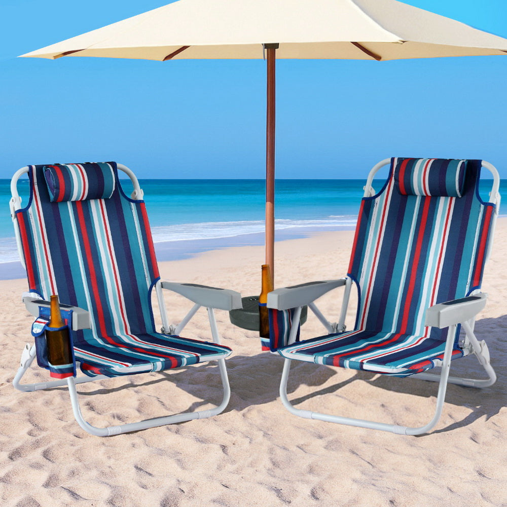 Outdoor Chairs Beach Chair Backpack Cooler Storage Lightweight Fishing Blue