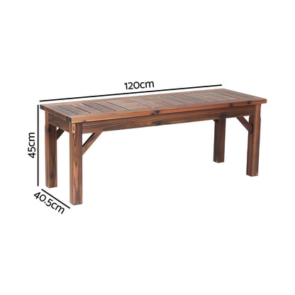Timber Garden Bench Brown 120x40x40.5cm