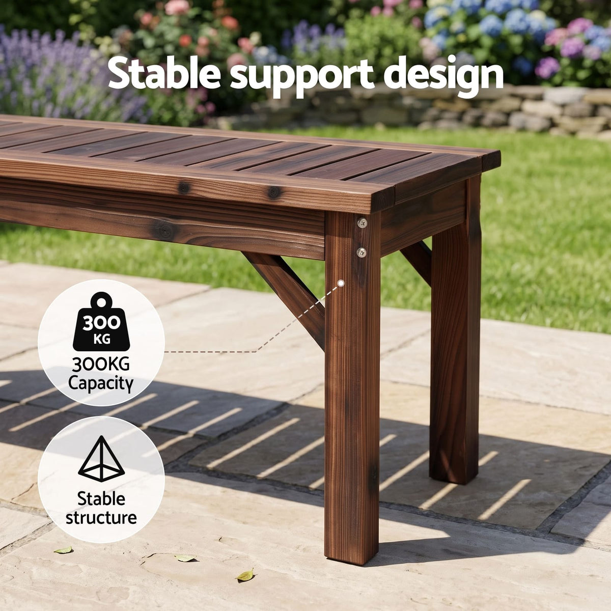 Timber Garden Bench Brown 120x40x40.5cm