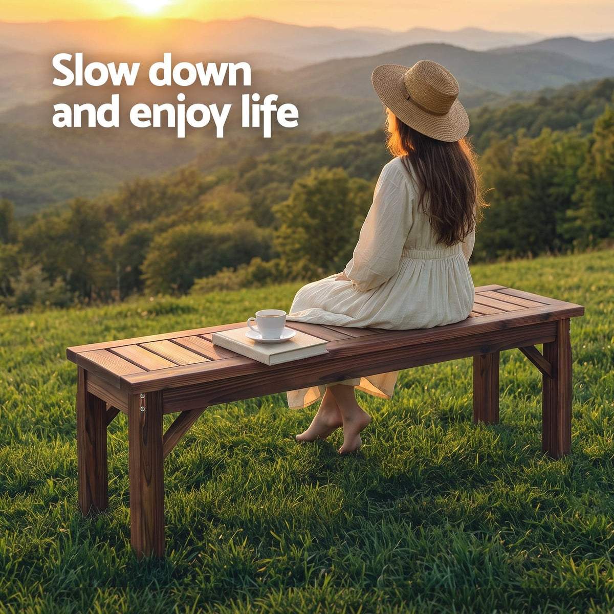 Timber Garden Bench Brown 120x40x40.5cm