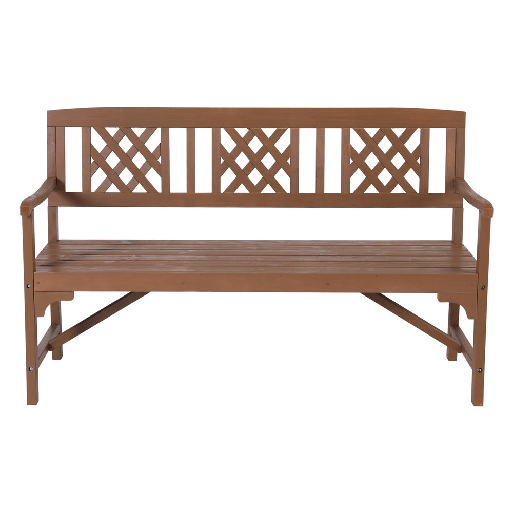 Wooden Garden Bench 3 Seat Patio Furniture Timber Outdoor Lounge Chair Natural