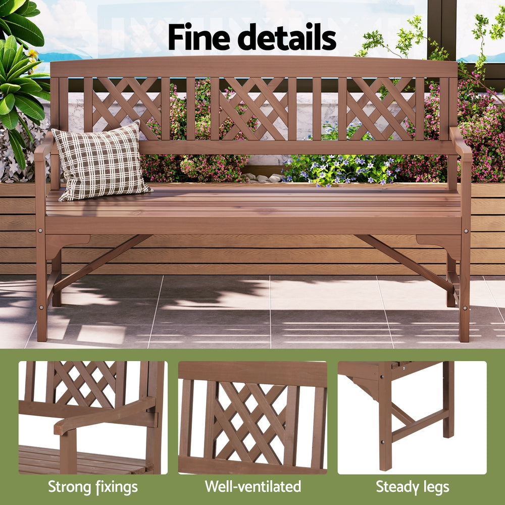 Wooden Garden Bench 3 Seat Patio Furniture Timber Outdoor Lounge Chair Natural