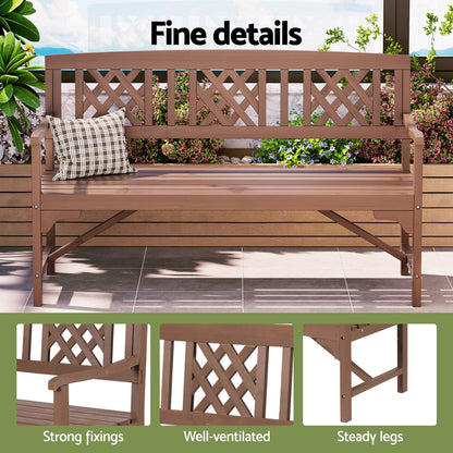 Wooden Garden Bench 3 Seat Patio Furniture Timber Outdoor Lounge Chair Natural
