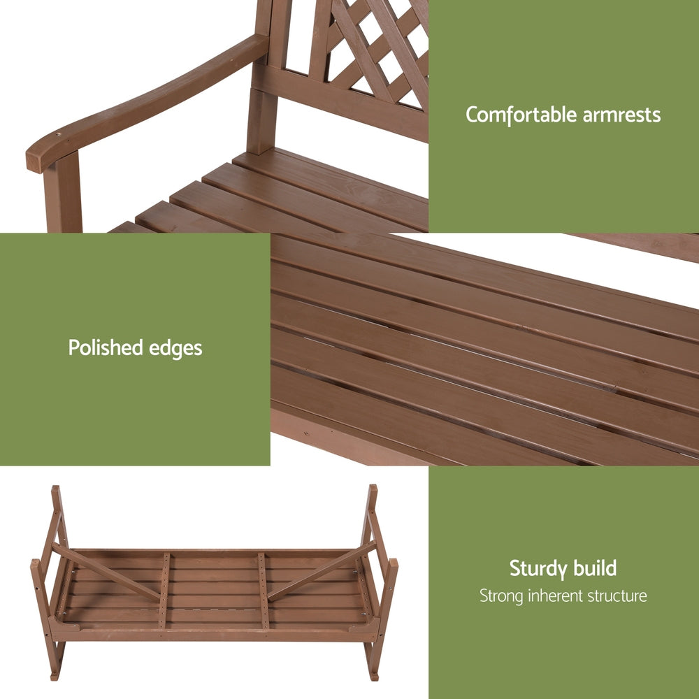 Wooden Garden Bench 3 Seat Patio Furniture Timber Outdoor Lounge Chair Natural