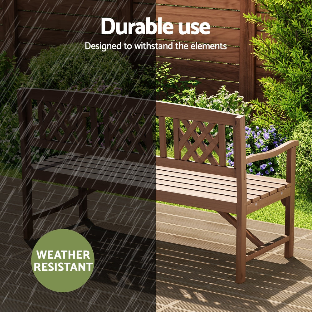 Wooden Garden Bench 3 Seat Patio Furniture Timber Outdoor Lounge Chair Natural