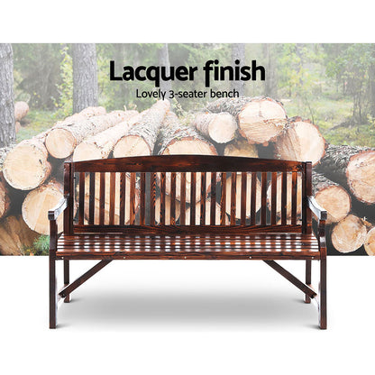 5Ft Outdoor Garden Bench Wooden 3 Seat Chair Patio Furniture Charcoal