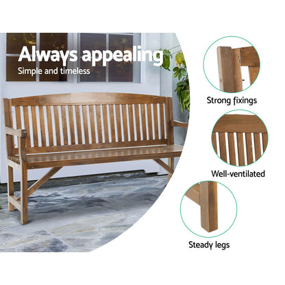 5Ft Outdoor Garden Bench Wooden 3 Seat Chair Patio Furniture Natural
