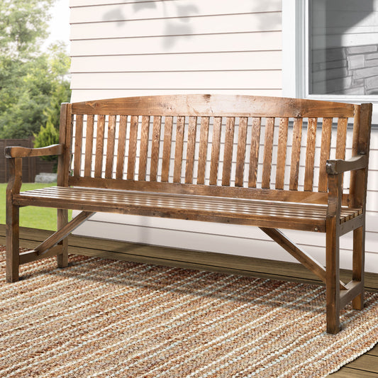 5Ft Outdoor Garden Bench Wooden 3 Seat Chair Patio Furniture Natural