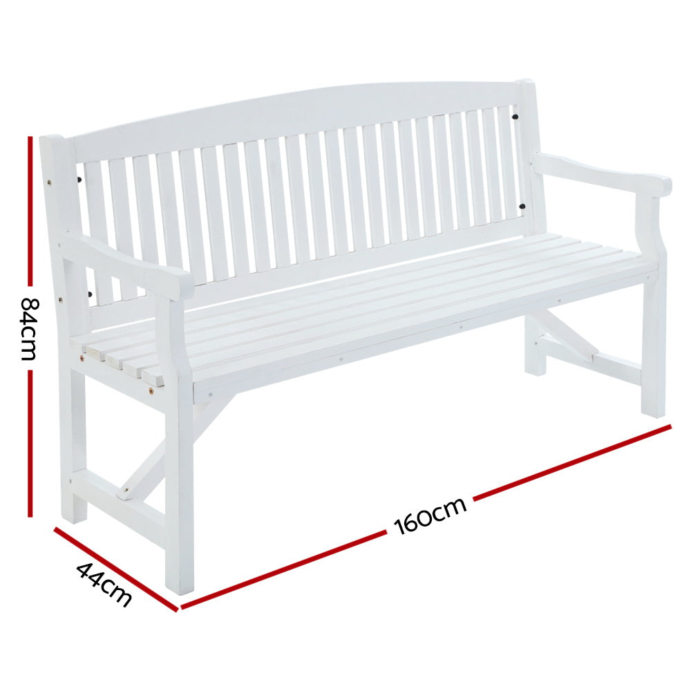 5Ft Outdoor Garden Bench Wooden 3 Seat Chair Patio Furniture White