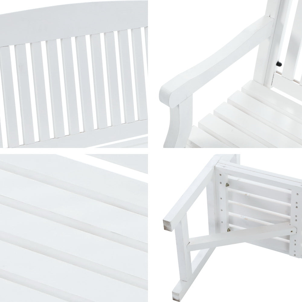 5Ft Outdoor Garden Bench Wooden 3 Seat Chair Patio Furniture White