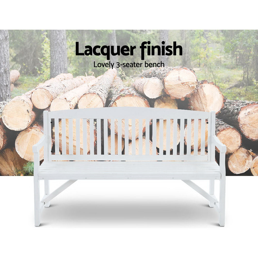 5Ft Outdoor Garden Bench Wooden 3 Seat Chair Patio Furniture White