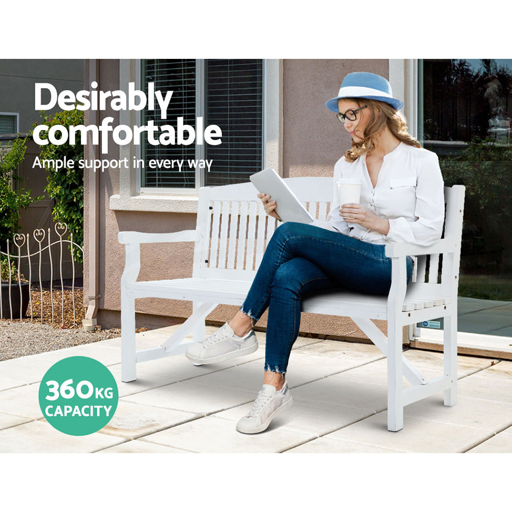 5Ft Outdoor Garden Bench Wooden 3 Seat Chair Patio Furniture White