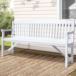 5Ft Outdoor Garden Bench Wooden 3 Seat Chair Patio Furniture White