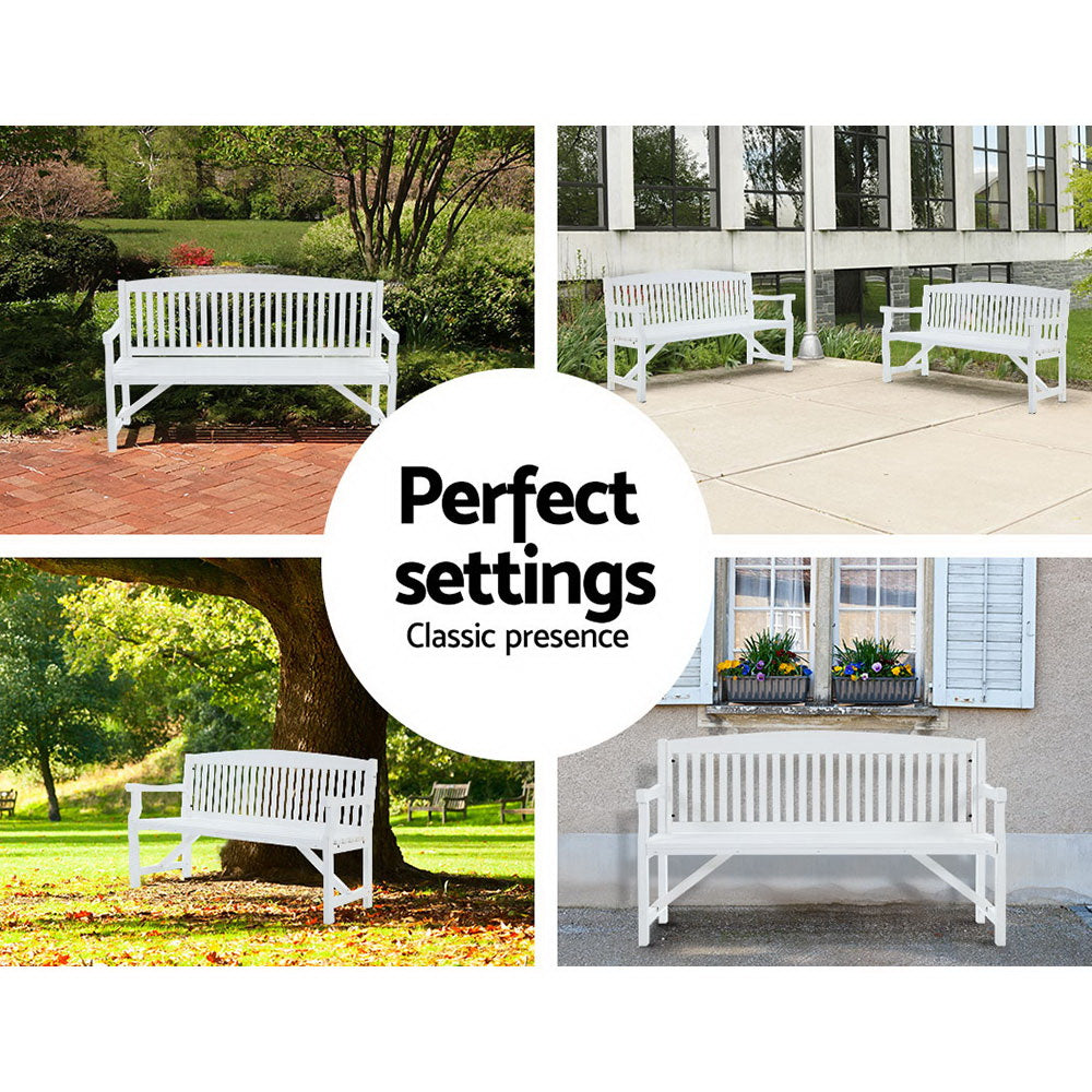 5Ft Outdoor Garden Bench Wooden 3 Seat Chair Patio Furniture White