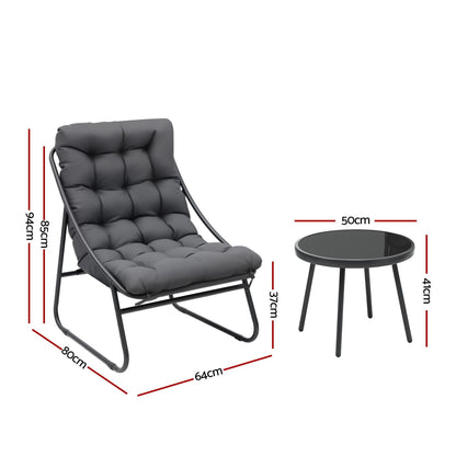 Outdoor Bistro Set Grey 64x80x94cm