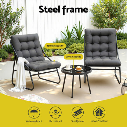 Outdoor Bistro Set Grey 64x80x94cm