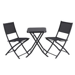 Outdoor Bistro Set Folding Table and Chairs Patio Furniture Garden Steel Black