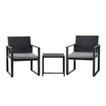 3PC Outdoor Bistro Set Patio Furniture Wicker Dining Chairs Table Cushion Black