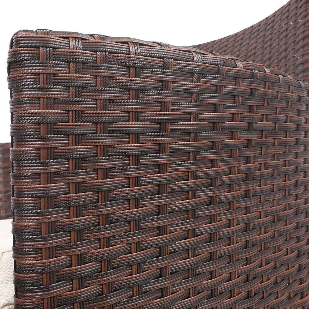 3pc Rattan Bistro Wicker Outdoor Furniture Set Brown