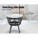 3Pc Bistro Set Outdoor Furniture Rattan Table Chairs Patio Garden Cushion Black