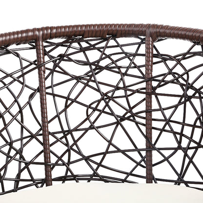 3Pc Bistro Set Outdoor Furniture Rattan Table Chairs Patio Garden Cushion Brown