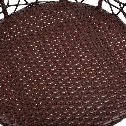 3Pc Bistro Set Outdoor Furniture Rattan Table Chairs Patio Garden Cushion Brown