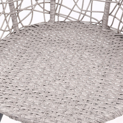 3Pc Bistro Set Outdoor Furniture Rattan Table Chairs Patio Garden Cushion Grey