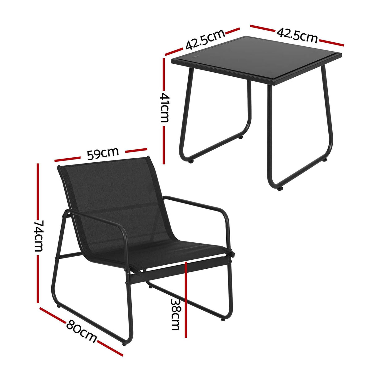 Fabric Table - Black 59x80x74cm