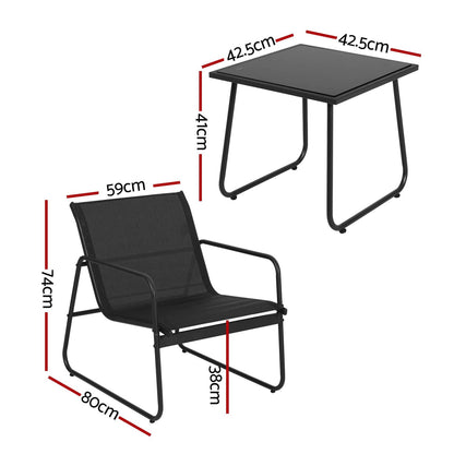 Fabric Table - Black 59x80x74cm