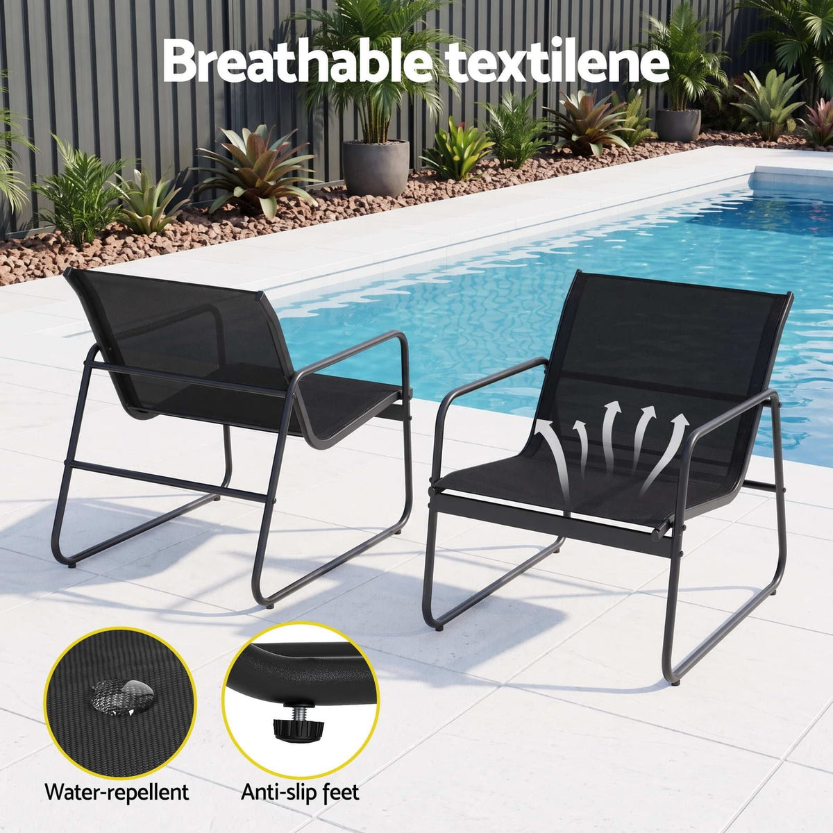 Fabric Table - Black 59x80x74cm